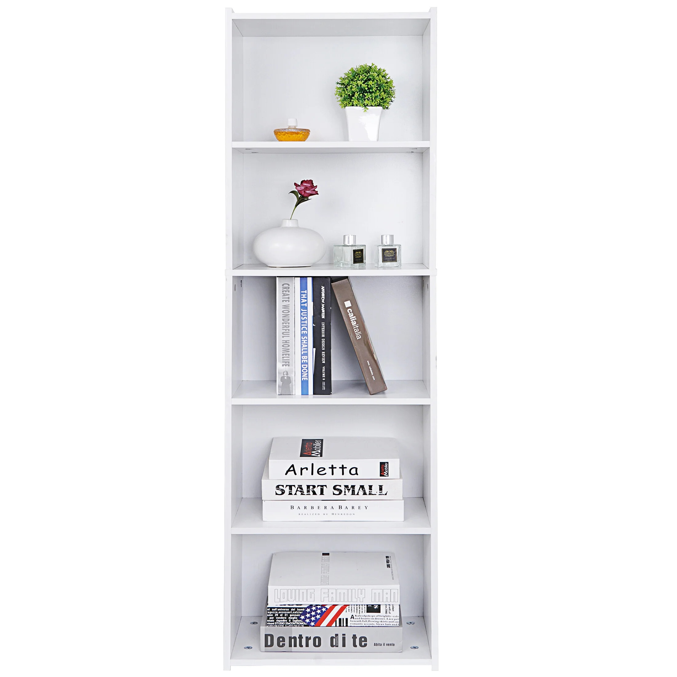 HomGarden 5-Tier Open Shelf Bookcase, Narrow Freestanding Bookshelf Storage with Adjustable Shelv... | Walmart (US)