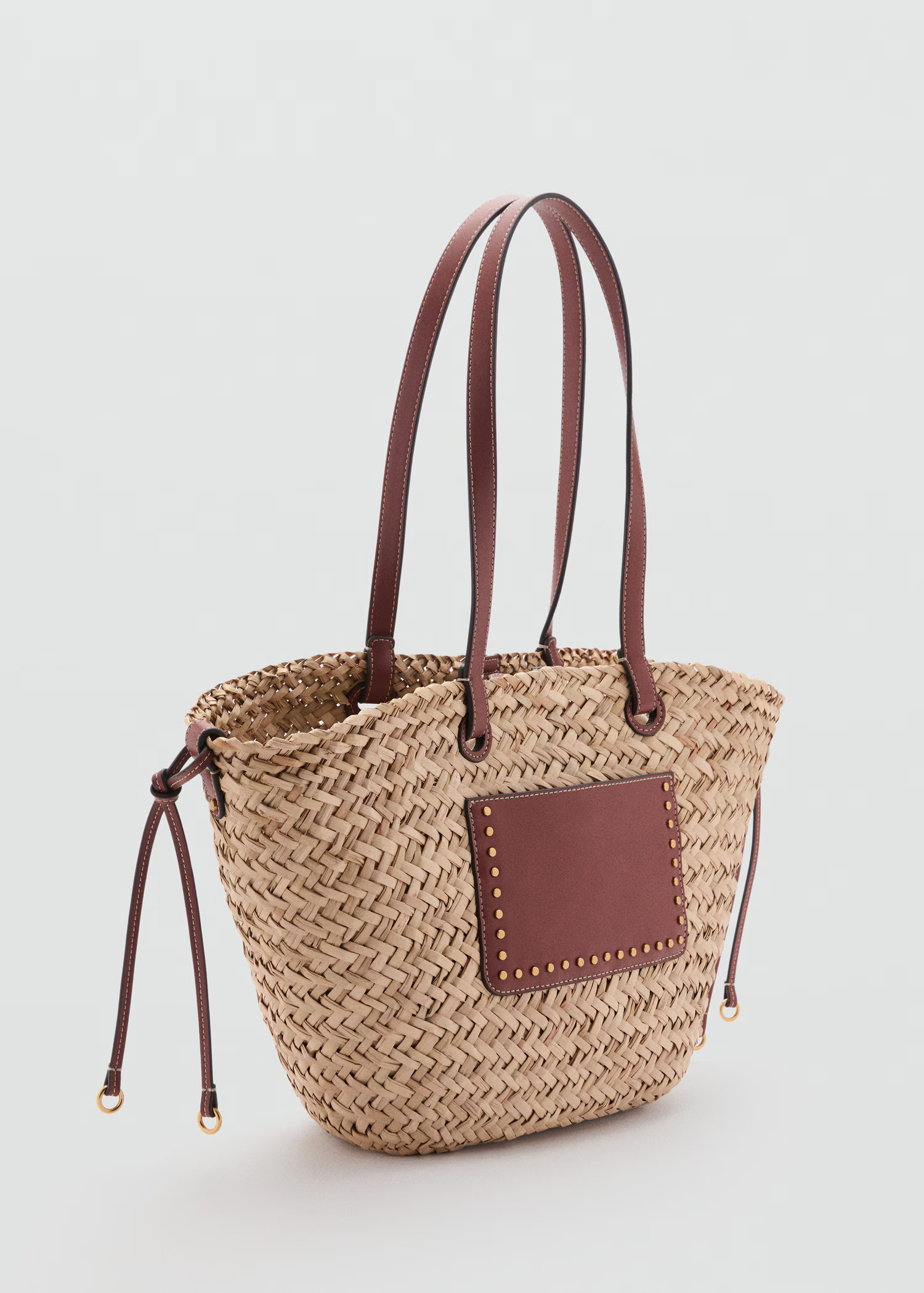 Double handle shoulder bag natural fiber - Women | MANGO USA | Mango (US/MX/AU)