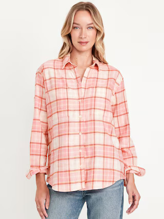 Flannel Boyfriend Button-Down Shirt | Old Navy (US)