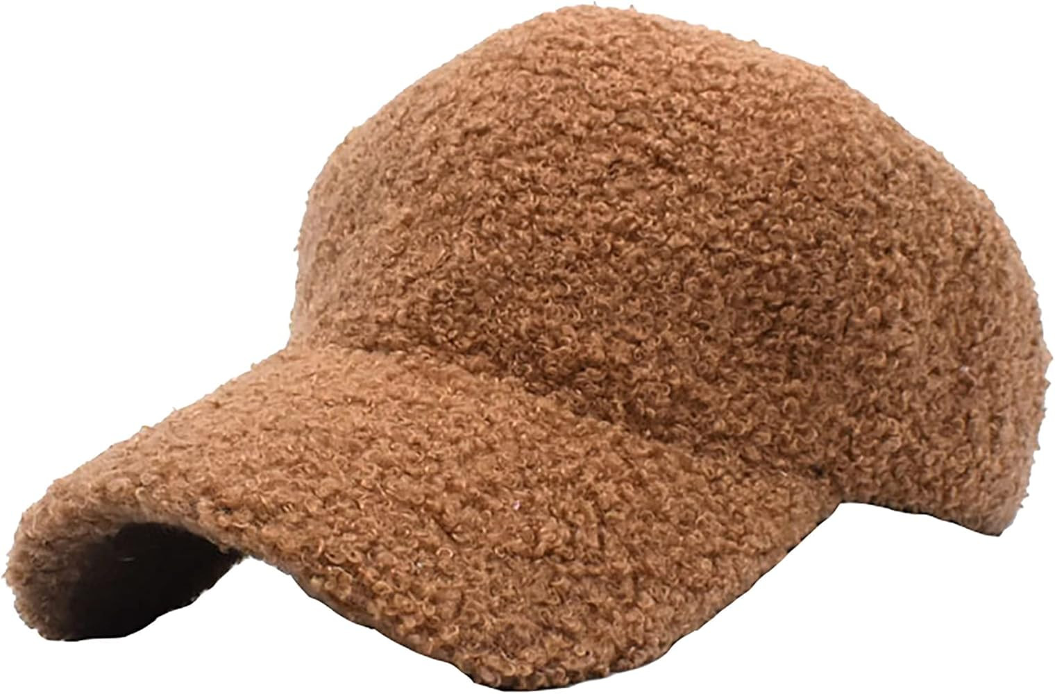 Warm-Winter-Fuzzy-Baseball-Caps-Women-Men-Fluffy-Teddy-Fleece Faux-Lamb-Wool-Basellball-Hat | Amazon (US)