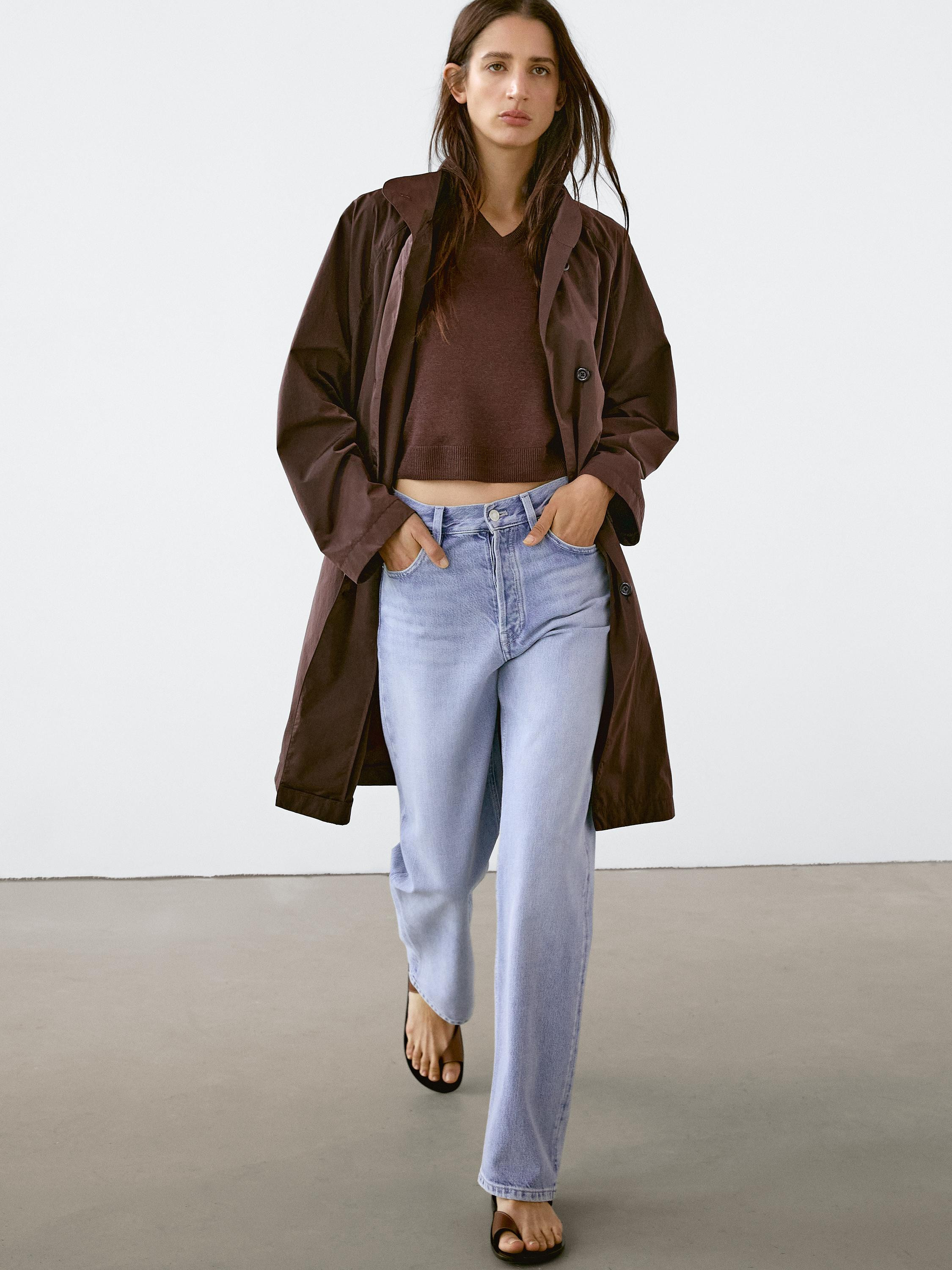 Oversize flowing trench coat in water-repellent fabric | Massimo Dutti UK