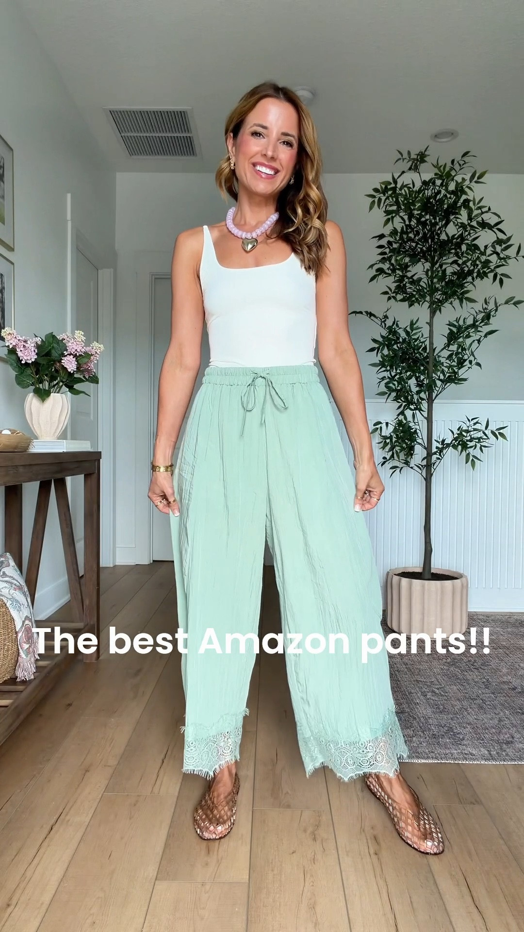 These Amazon crop lace pants are my current favorite item in my closet! These are so lightweight and breezy and look way more expensive than they are! Wearing XS with stretchy and elastic waist. Summer outfits. Summer style. Teacher outfits. Elevated casual outfits.

#LTKootd #LTKgrwm #LTKPetite