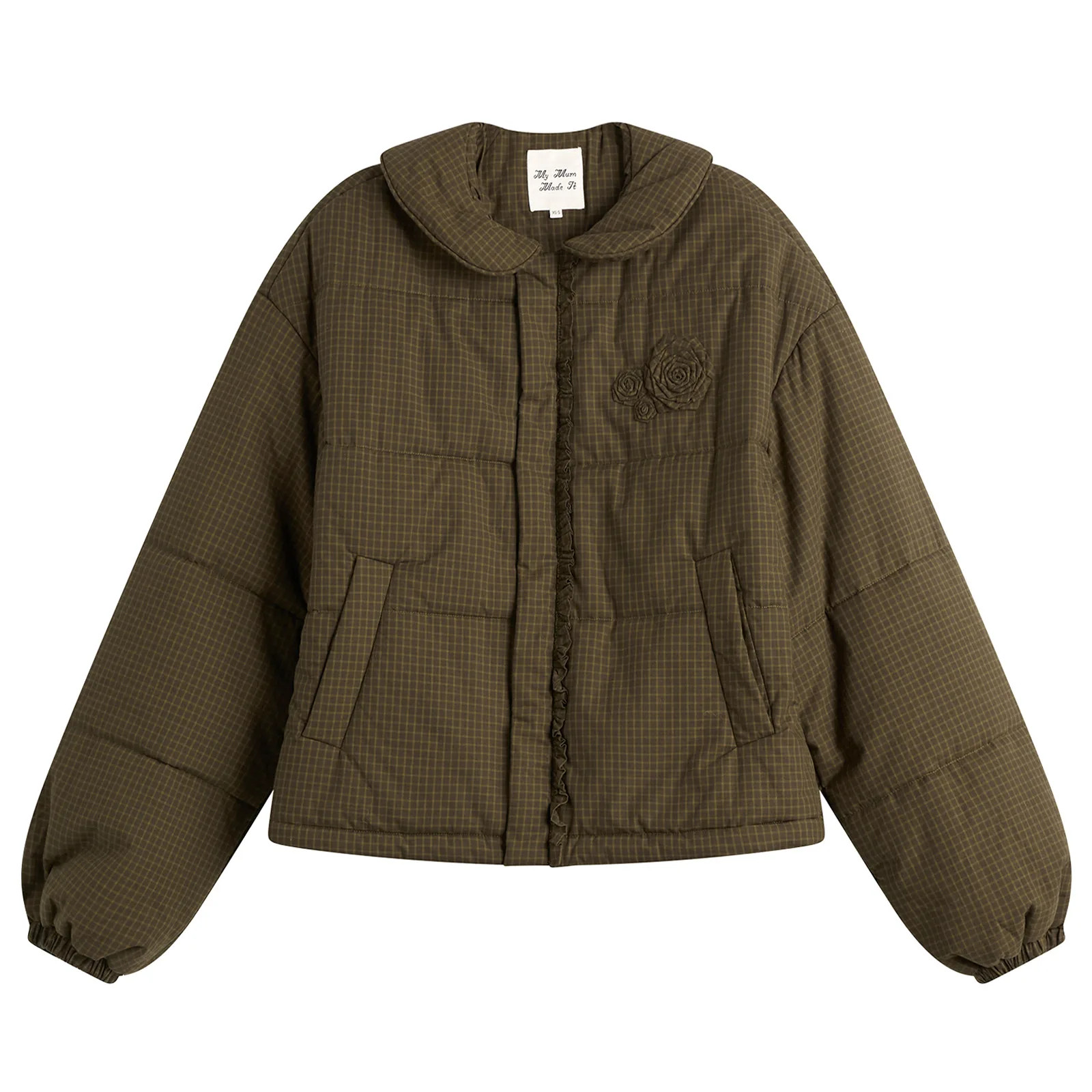 My Mum Made It Women's Rosette Puffer Jacket in Ivy Check, Size X-Small | END. Clothing