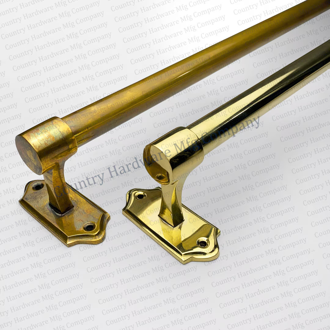 Brass Pot Rail/ Curtain Rod Solid Brass Unlacquered Antique Edwardian Pan Rail / Cafe Curtain Rod... | Etsy (US)