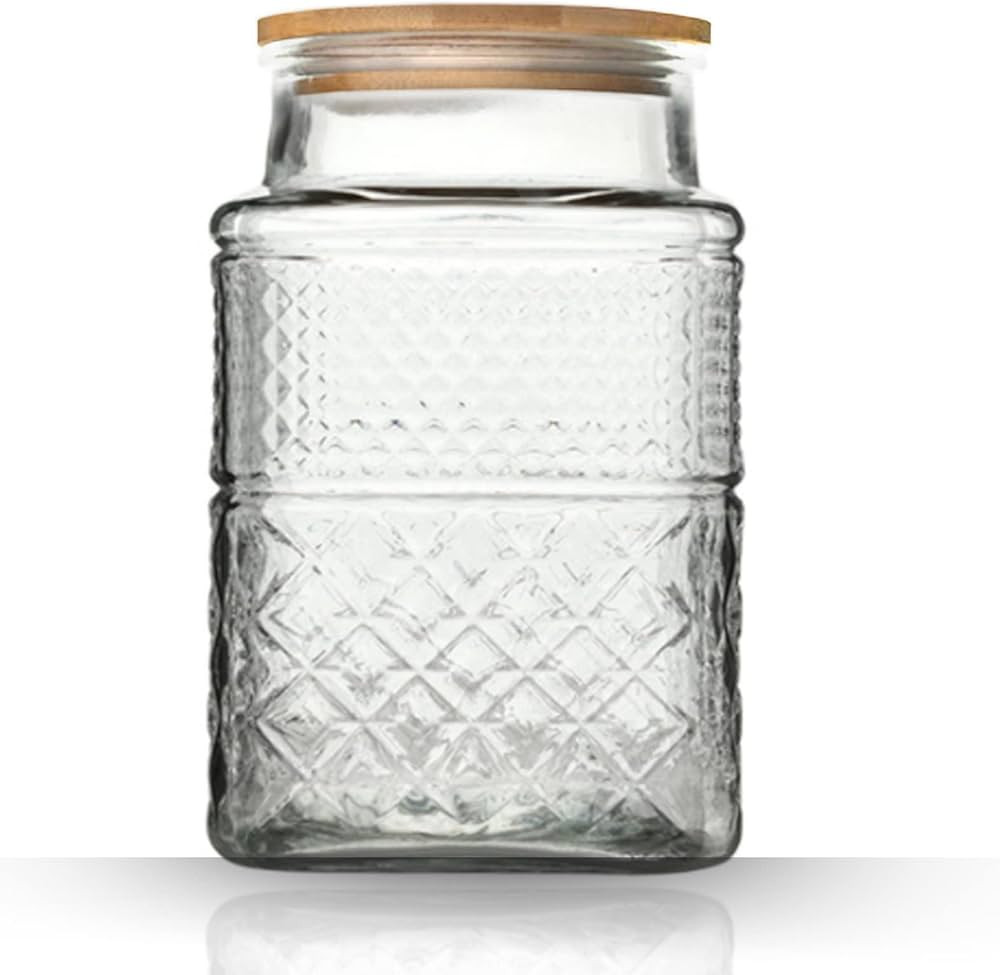 Large Glass Storage Jar, 60 FL OZ Glass Food Storage Containers with Bamboo Lid, Kitchen Containe... | Amazon (US)
