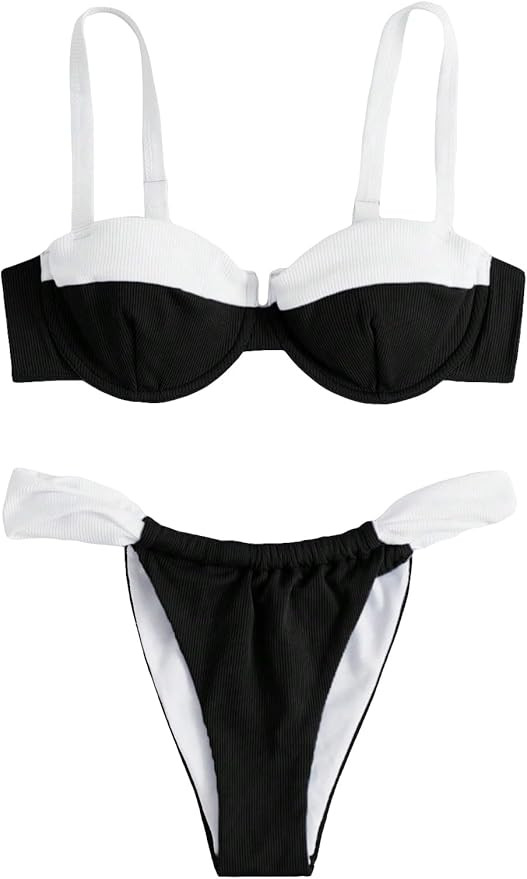 SOLY HUX Women's Color Block Underwire Bikini Sets Bathing Suits Two Piece Swimsuits | Amazon (US)