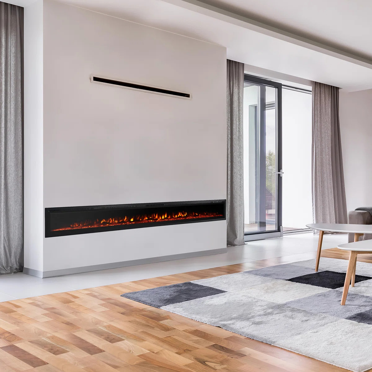 Aadhithya 100'' W Electric Fireplace Insert | Wayfair North America
