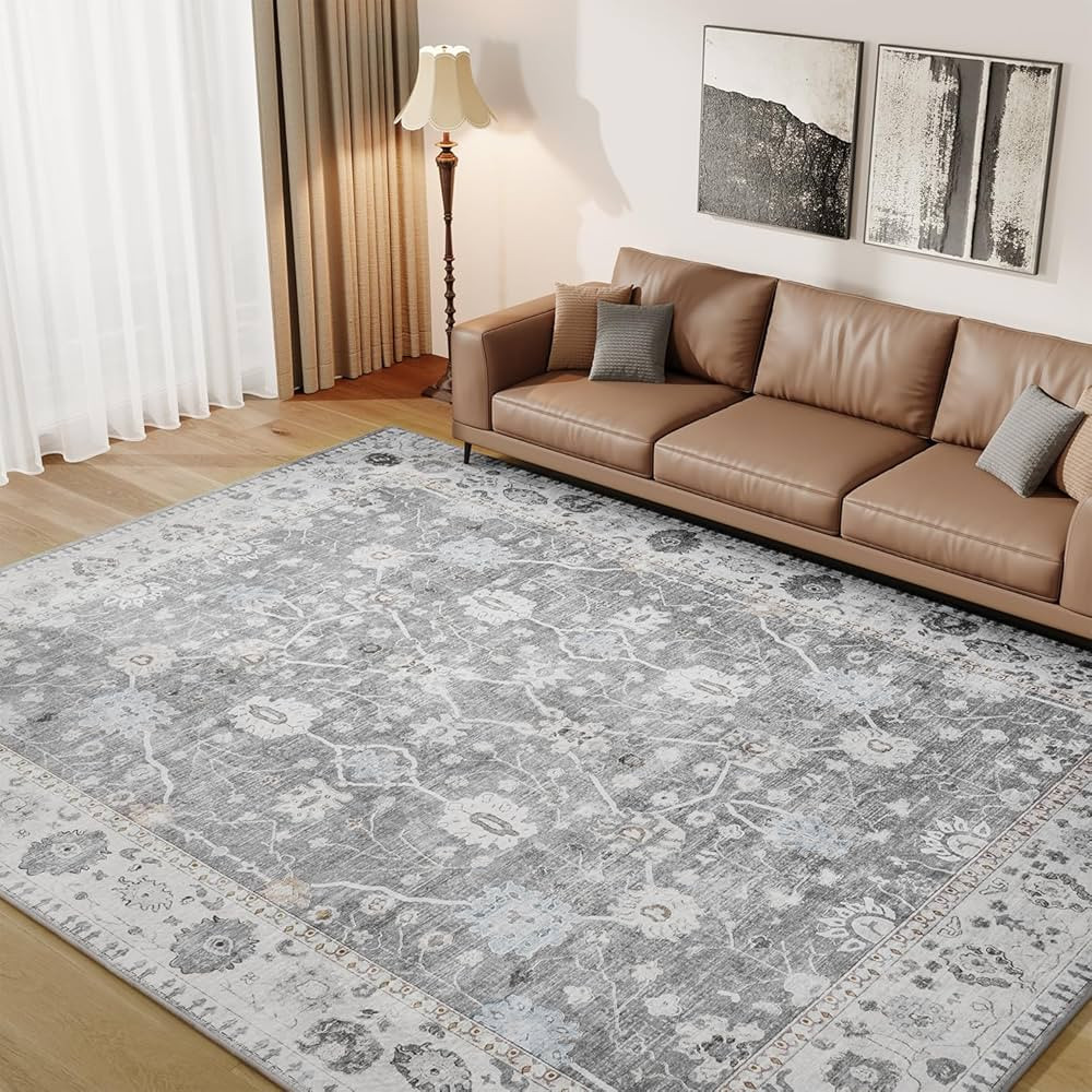 AMOAMI-Vintage 8'x10' Area Rugs for Living Room Washable Area Rug Non-Slip Low Pile Non-Shedding ... | Amazon (US)