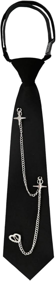 Mantieqingway Ties for Women Men, Punk Metal Chain Necktie Pre-Tied Adjustable Black Tie for Unif... | Amazon (US)