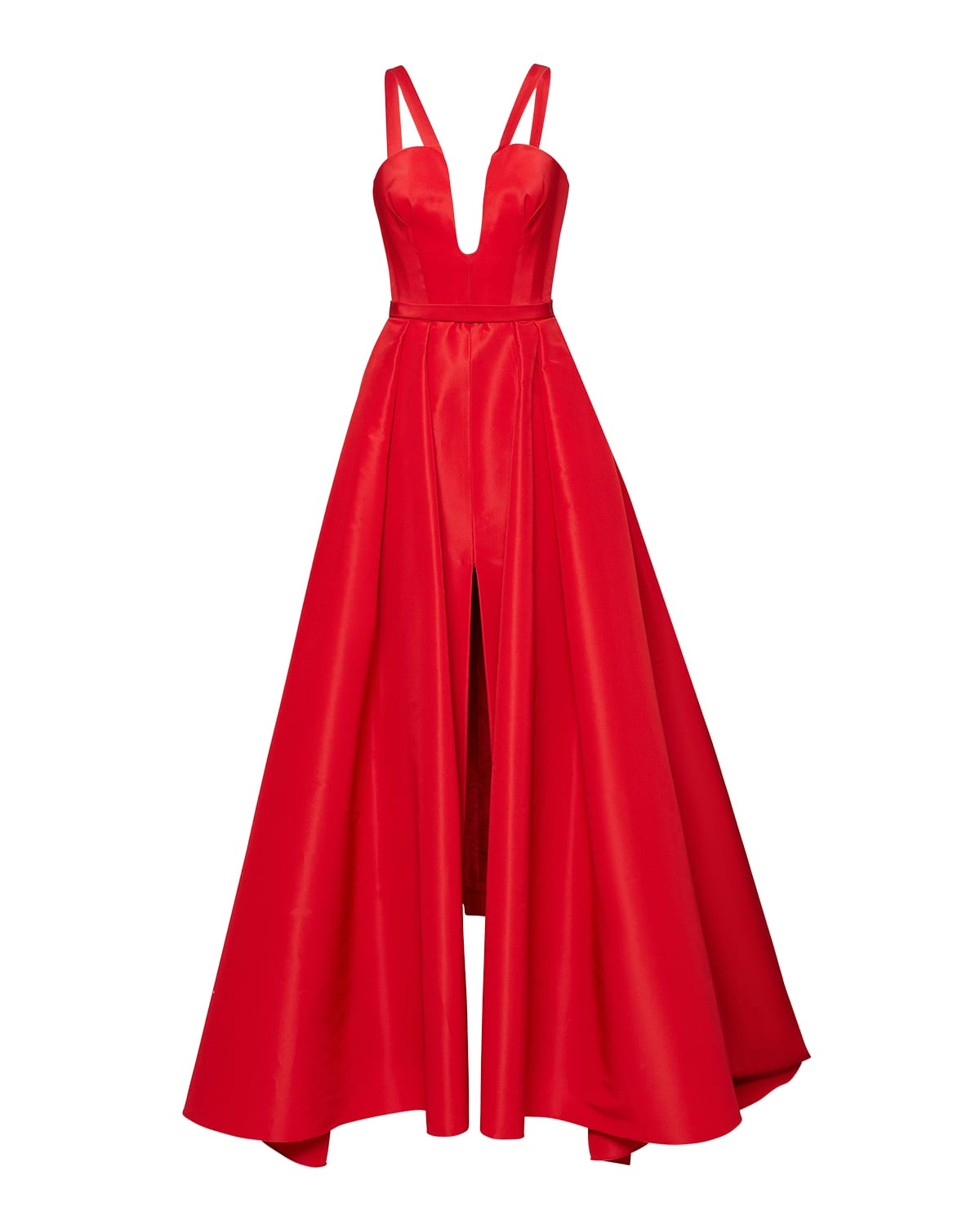 Plunging Pleated Overskirt Bustier Gown | Neiman Marcus