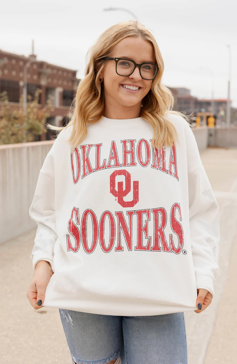 Oklahoma Wynn Star Sleeve OS Fleece Crew | Gameday Social