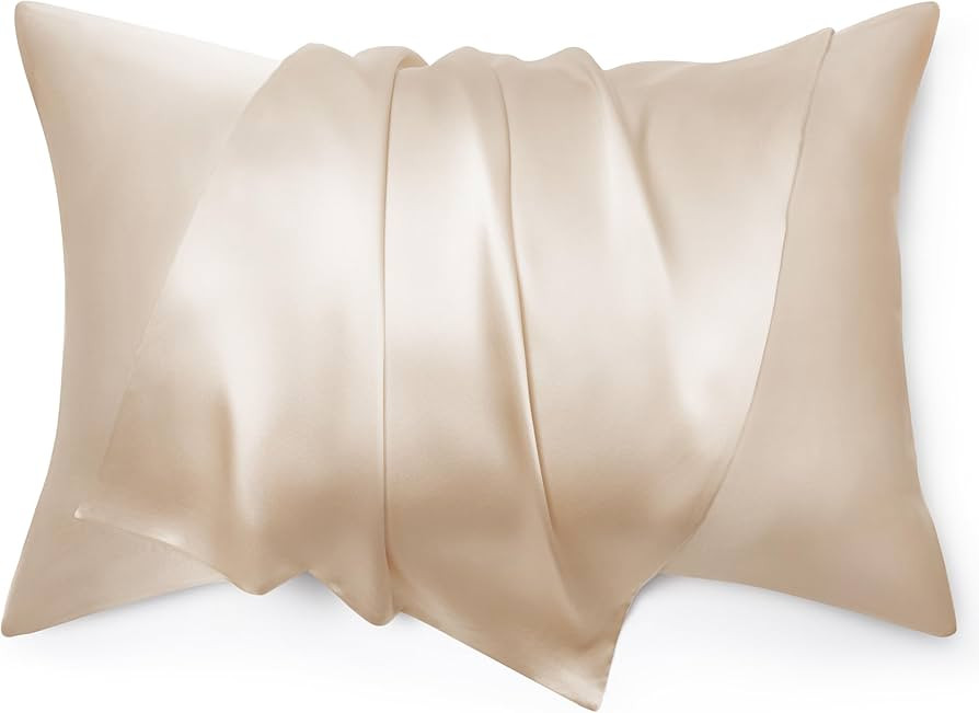Bedsure Silk Pillowcase for Hair and Skin, Beige Mulberry Silk Pillowcase, Silk Pillow Cases King... | Amazon (US)