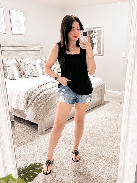 Casual outfit, tank top, jeans shorts, summer outfit, vacation outfit, comfy outfit, basic outfit 

#LTKSeasonal #LTKFind #LTKtravel