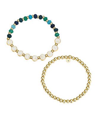 Unwritten Multi Blue Quartz Moon Back Stone and Beaded Stretch Bracelet Set - Macy's | Macy's