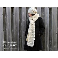 Cream White Scarf, Long Wool Knit Soft Textured Winter 100% Blanket Chunky Scarf | Etsy (CAD)