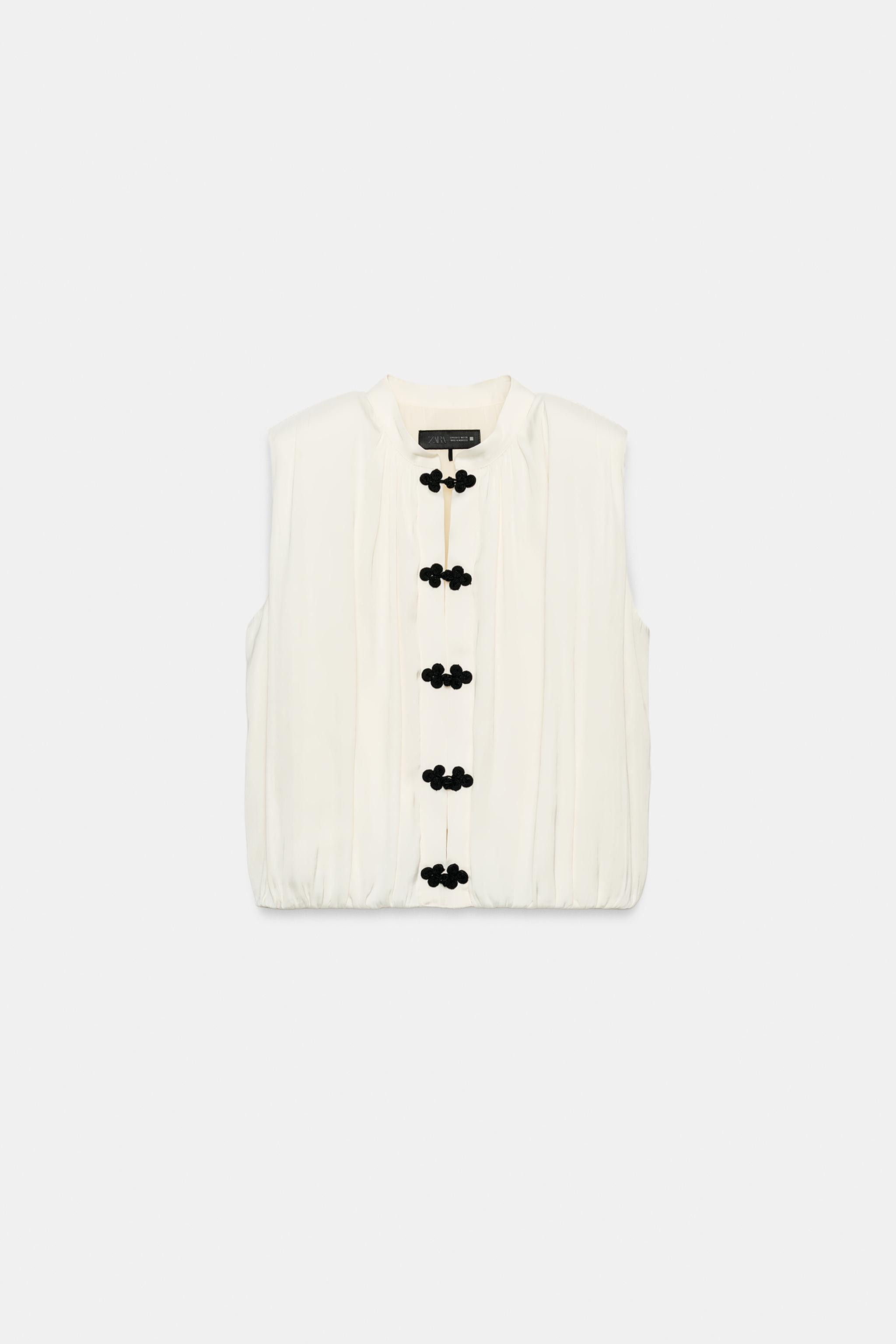 SATIN FROG FASTENING TOP | Zara US