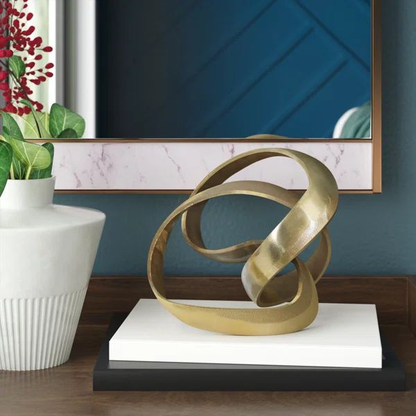 7" Metal Knot Sculpture Contemporary Abstract Knotted Metallic Table Decor - 8" x 8" x 7" | Wayfair North America