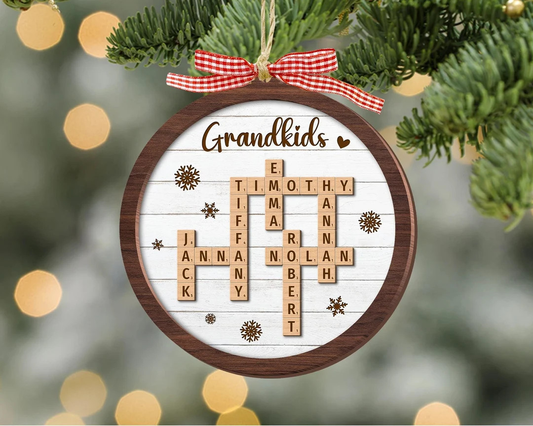 Personalized Grandparents Christmas Ornament, Crossword Christmas Ornament, Grandkids Crossword P... | Etsy (US)