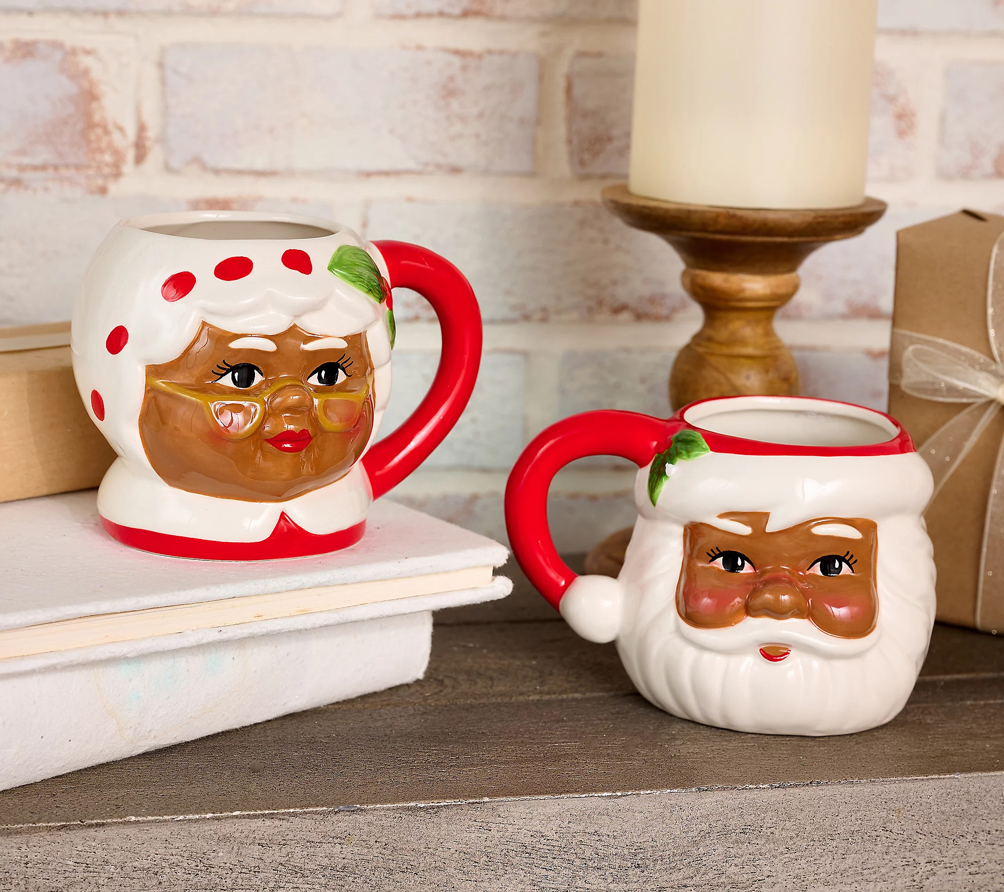 Mr. Christmas (2) Oversized 20-ounce Santa Mugs with Gift Bags | QVC