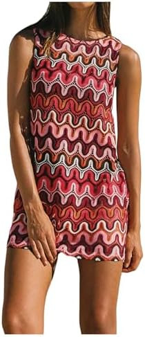 GORGLITTER Women's Crochet Vacation Summer Mini Dress Sundresses Boho Beach Hawaiian Party Club G... | Amazon (US)