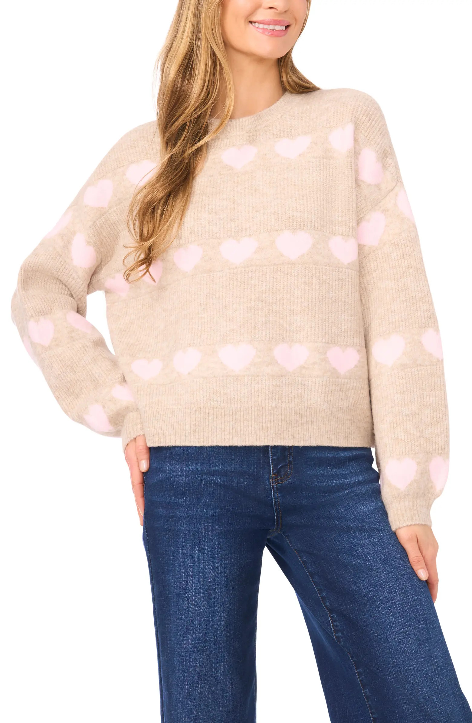Heart Jacquard Crewneck Sweater | Nordstrom