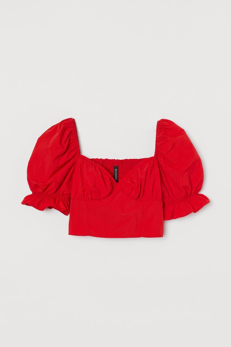Puff-sleeved Cropped Top | H&M (US + CA)