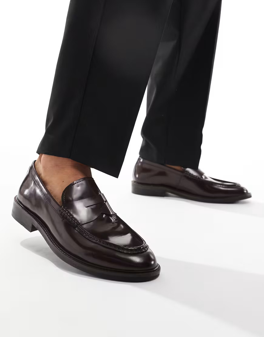 schuh Rhodes loafers in wine leather-Red | ASOS (Global)