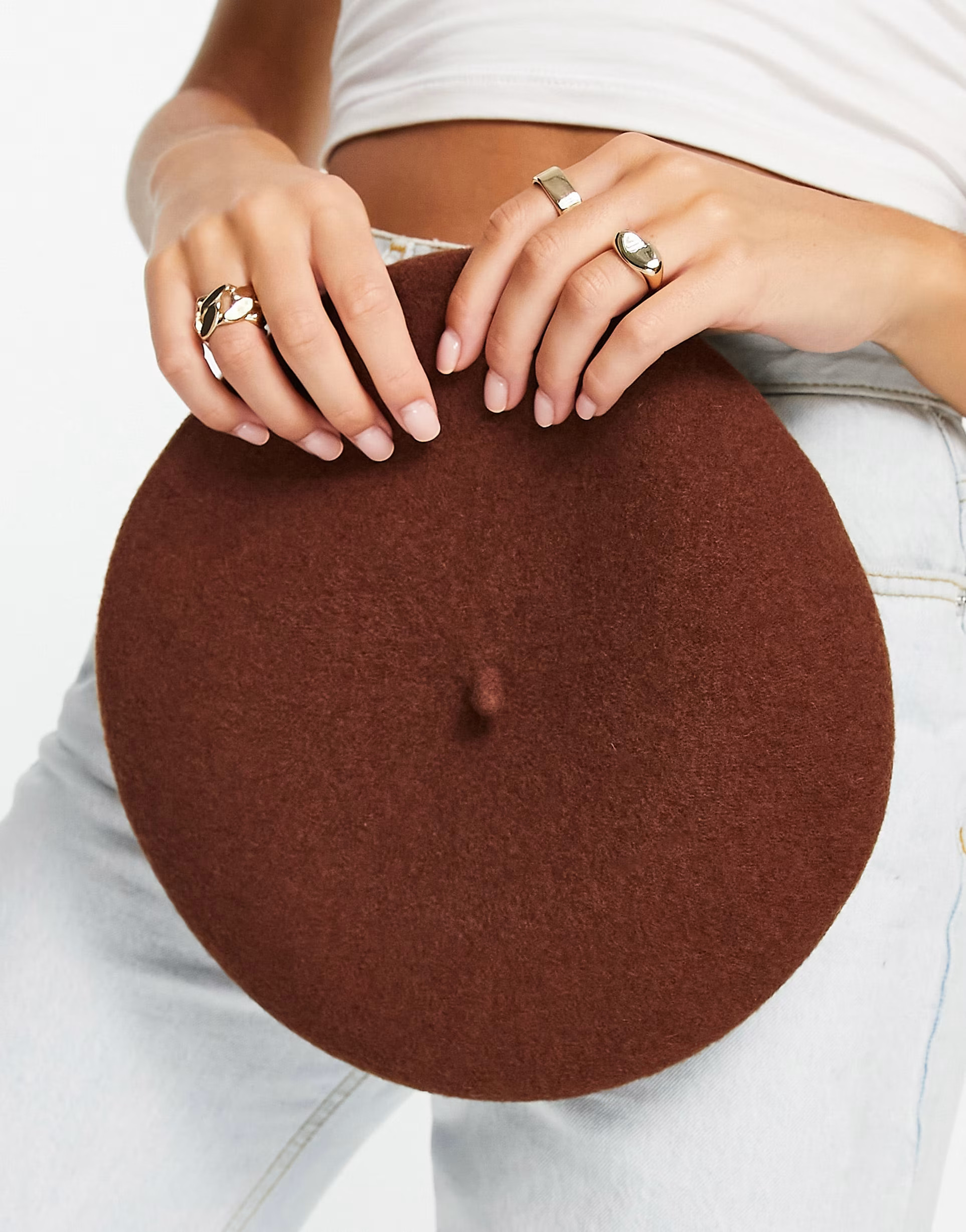 ASOS DESIGN wool beret in dark brown | ASOS (Global)