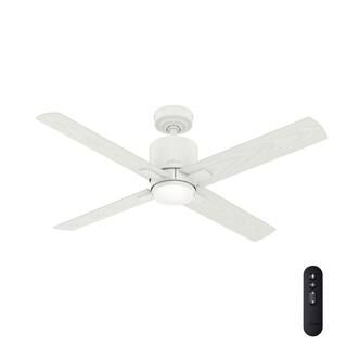 Hunter Visalia 52 in. Integrated LED Indoor/Outdoor Matte White Ceiling Fan with Light Kit and Re... | The Home Depot