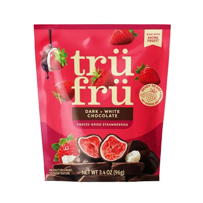 Tru Fru Freeze Dried Strawberries in Dark & White Chocolate - 3.4 oz | Target