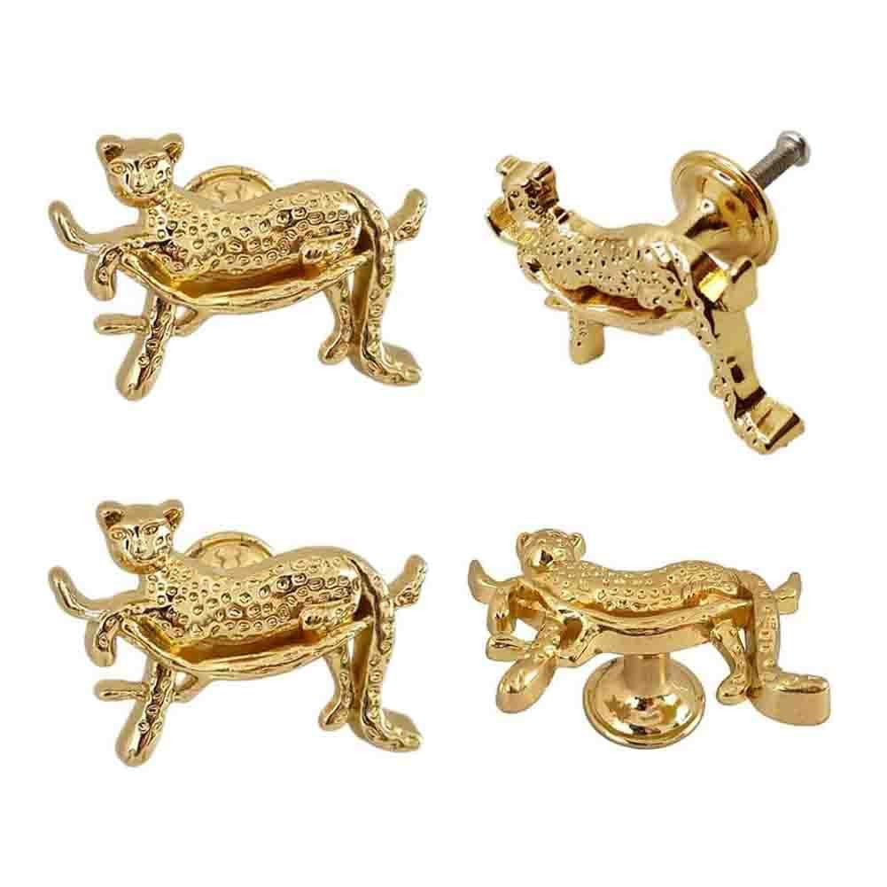 haowei Cheetah Knobs Gold Animal Drawer Knobs 4Pcs Animal Handle Cabinet Pullsfor Dresser Cupboar... | Amazon (US)