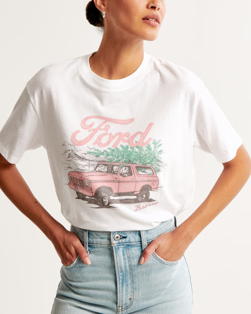 Women's Oversized Boyfriend Bronco Graphic Tee | Women's Tops | Abercrombie.com | Abercrombie & Fitch (US)