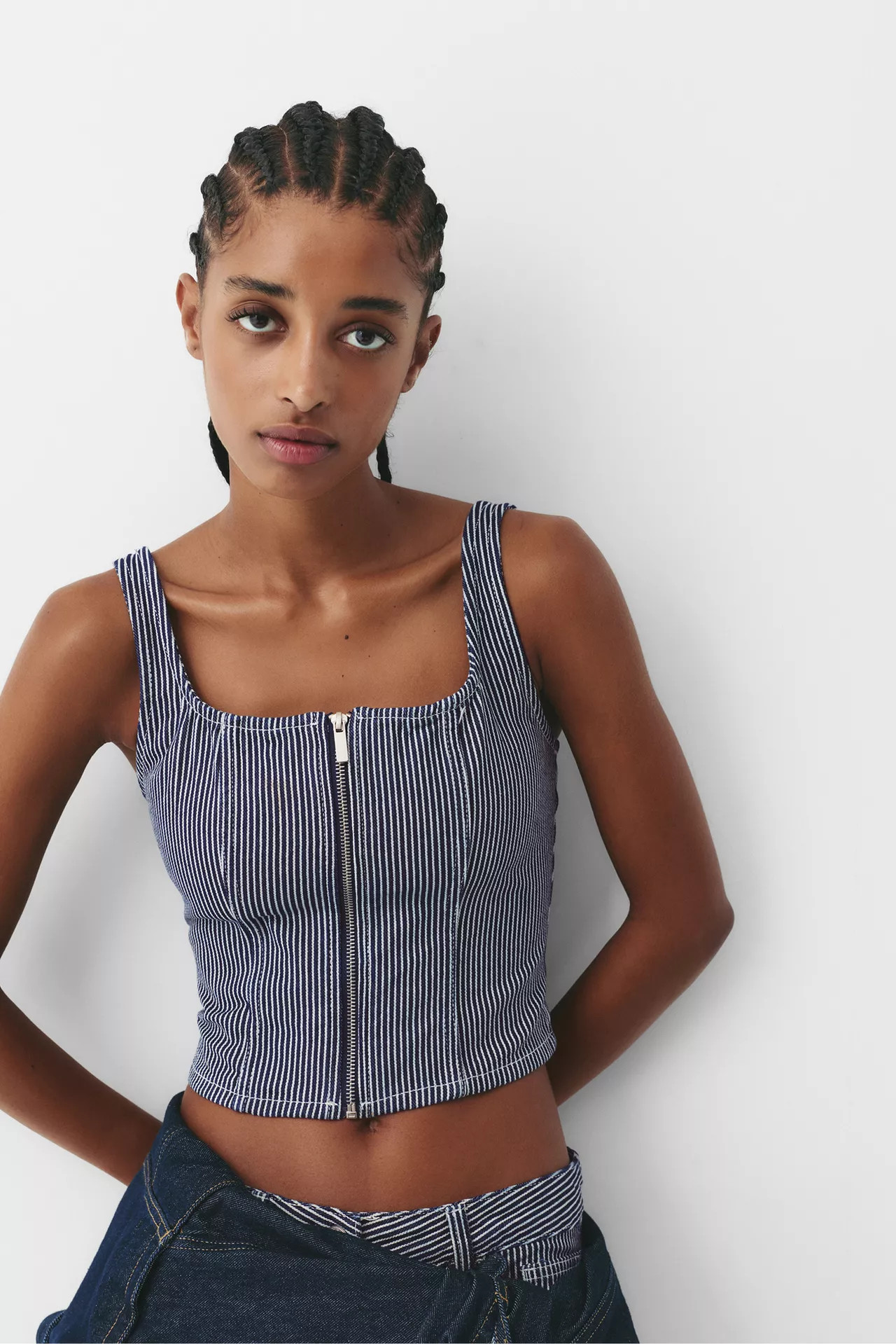 Striped corset top | PULL and BEAR UK