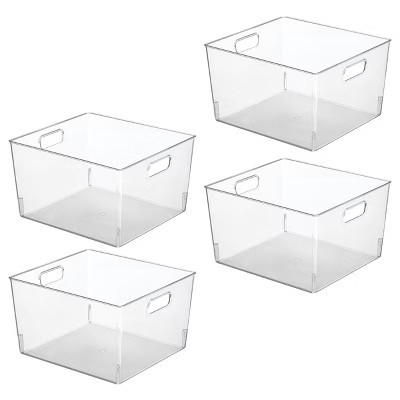 mDesign Plastic Closet Storage Organizer Container Bin, Handles - 4 Pack - Clear, USA Made | Target