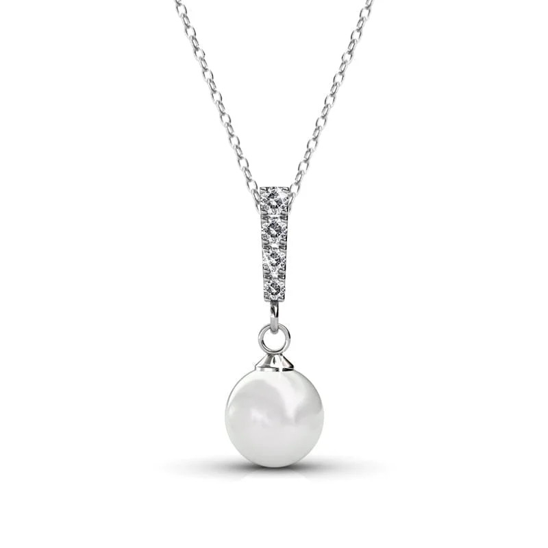 Cate & Chloe Gabrielle 18k White Gold Plated Shell Pearl Necklace with Swarovski Crystals for Wom... | Walmart (US)