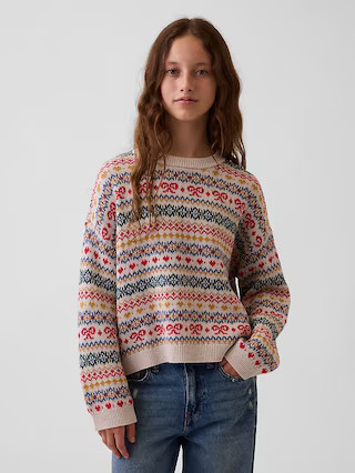 Kids 100% Cotton Oversized Crew Sweater | Gap (US)