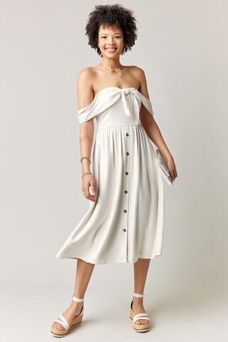 Celia Button Front Off The Shoulder Midi Dress | Francesca's