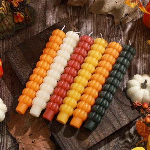 LCZLUMIPRO 6 Pack Pumpkin Shaped Taper Candles, Unscented Spiral Pumpkin Candles with Cotton Wick, Fall Thanksgiving Table Decor, Fits Standard Candle Holders | Amazon (US)