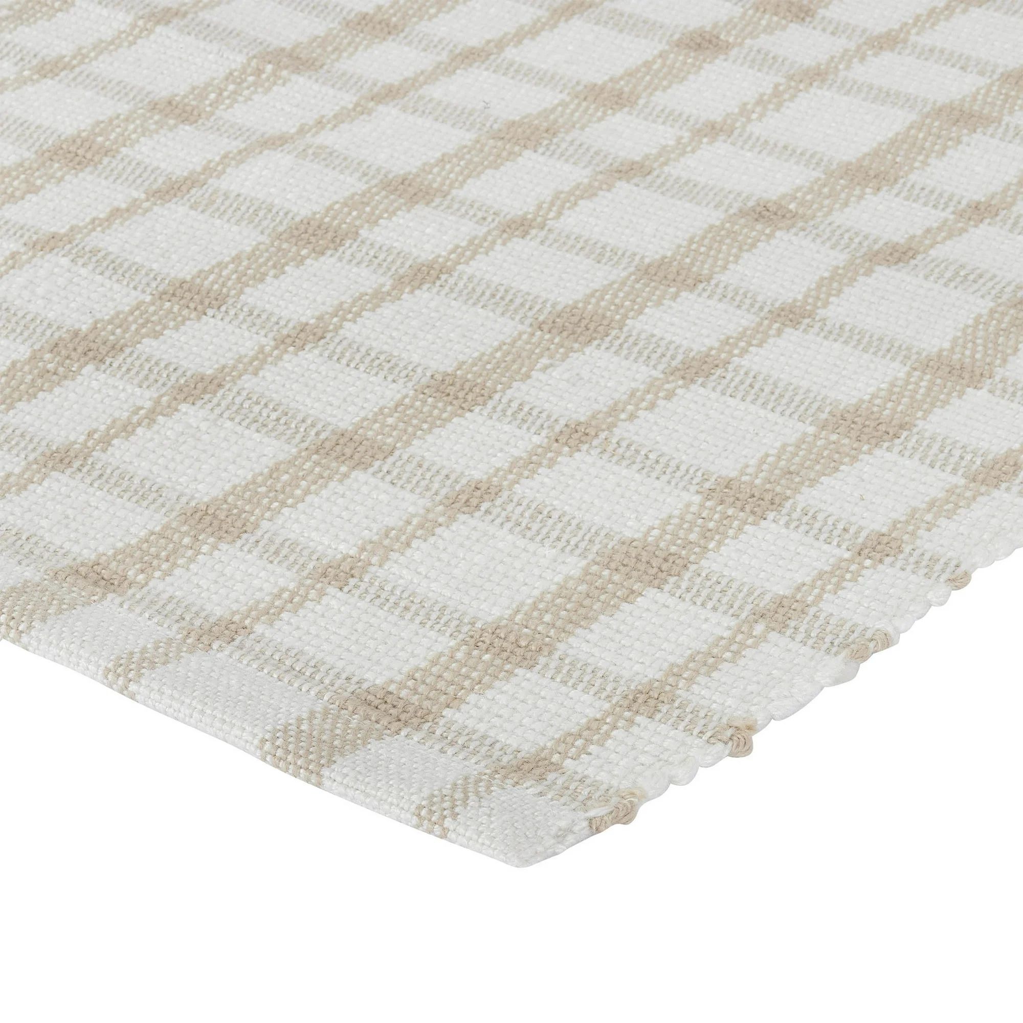 My Texas House Beige Plaid Indoor/Outdoor Layering Rug, 24" x 38" | Walmart (US)