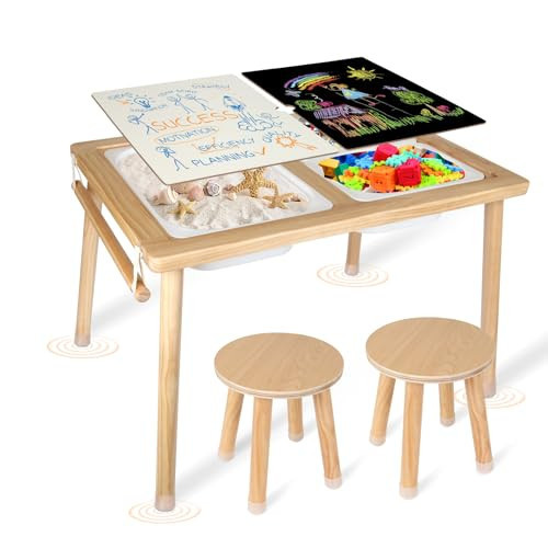 Kiddie Joy Sensory Table for Toddlers，Kids Sensory Table with Paper Roll Stick & Double-Side Board，Toddler Play Desk with 3 Storage Bin, Indoor Outdoor Gift for Boys Girls | Amazon (US)