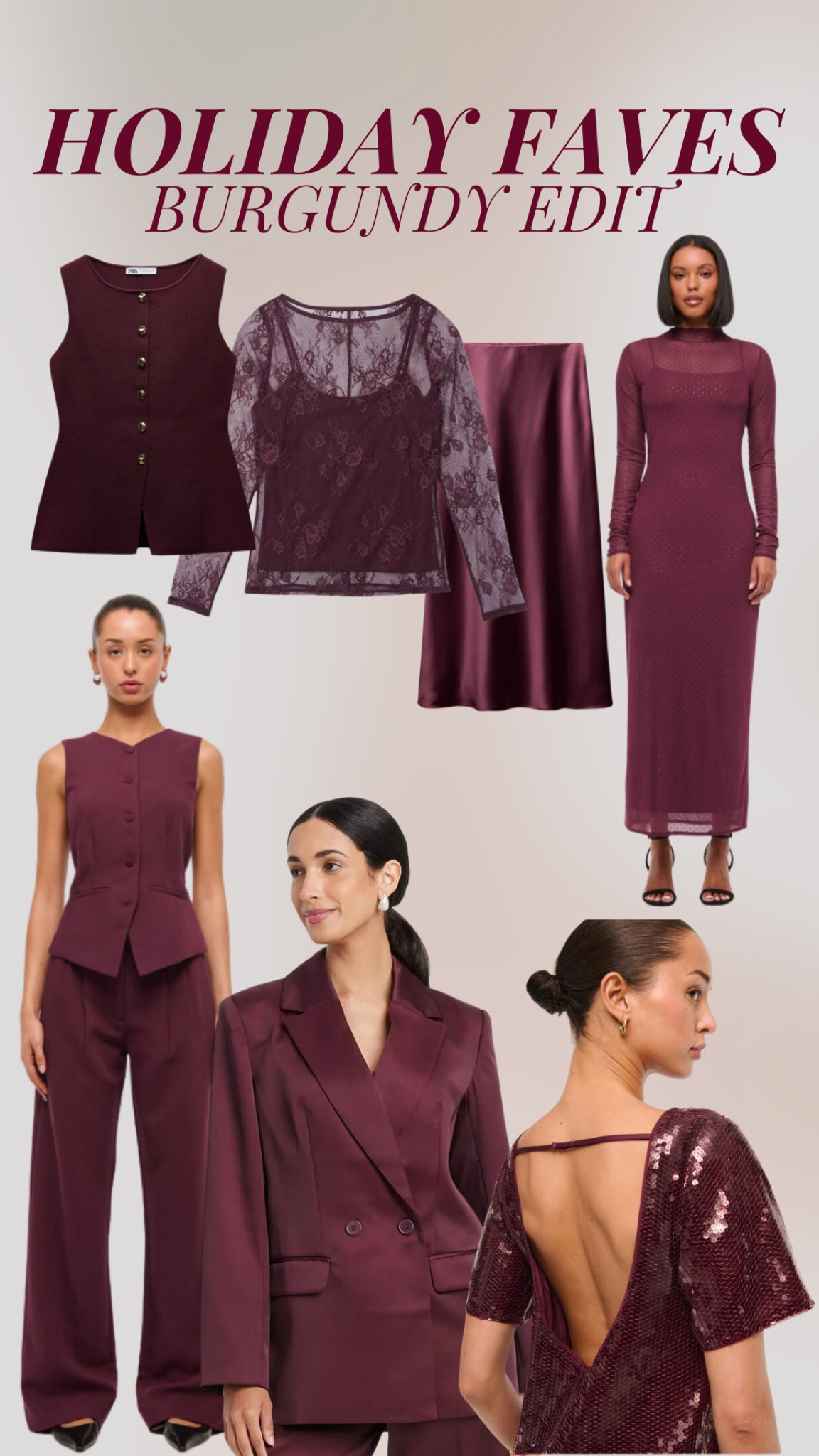 Burgundy is the hot color of the season. I’m really enjoying men’s wear looks with pop of femininity, like the Abercrombie set with the lace underneath.

#LTKStyleTip #LTKHoliday #LTKSeasonal