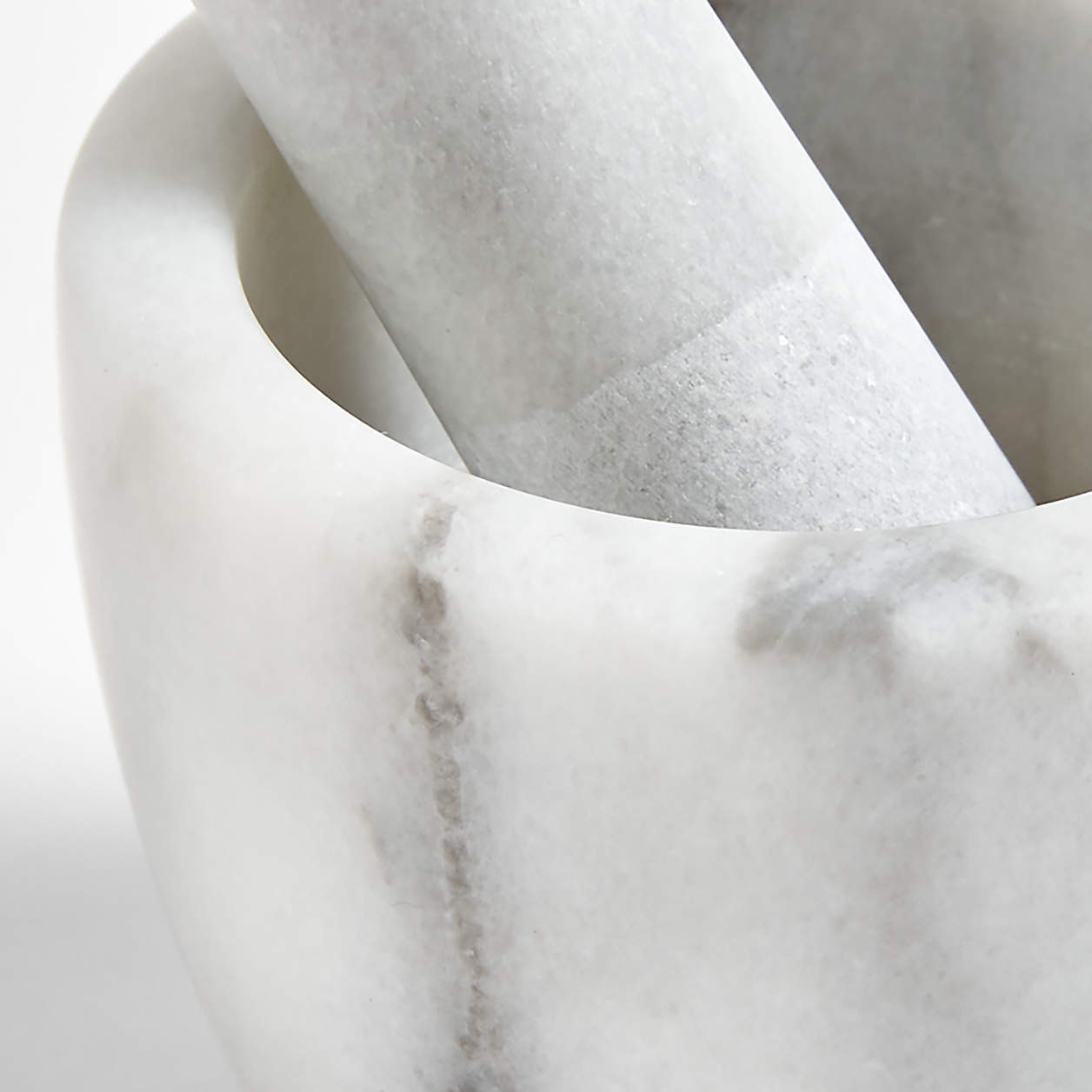 French Kitchen Mini White Marble Mortar and Pestle Bowl Grinder + Reviews | Crate & Barrel | Crate & Barrel