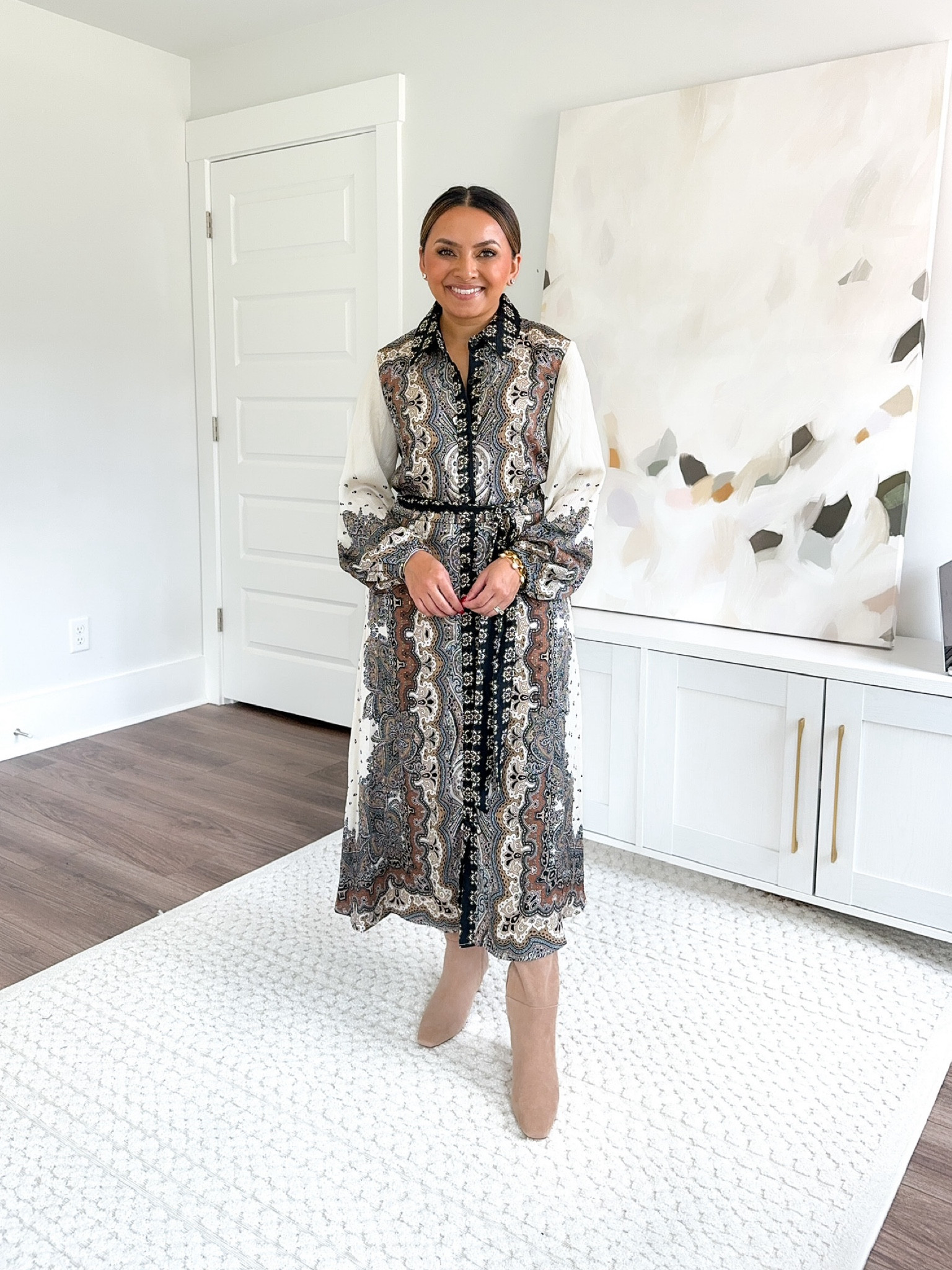 Black multi lint sleeve dress size 2 TTS 
tan boots size 5.5 TTS 

Nordstrom 
NSALE 
Nordstrom anniversary 
Fall dress 
Fall outfits 

Honey sweet petite 
Honeysweetpetite

#LTKxNSale #LTKWorkwear #LTKStyleTip