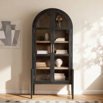 Campuzano 83'' Modern Arched Glass Door Tall Cabinet with Adjustable Shelves | Wayfair North America