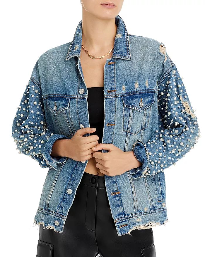 Embellished Distressed Denim Jacket - 100% Exclusive | Bloomingdale's (US)