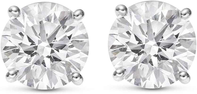 Houston Diamond District IGI Certified LAB GROWN Diamond Stud Earrings for women 4 Prong Push Bac... | Amazon (US)