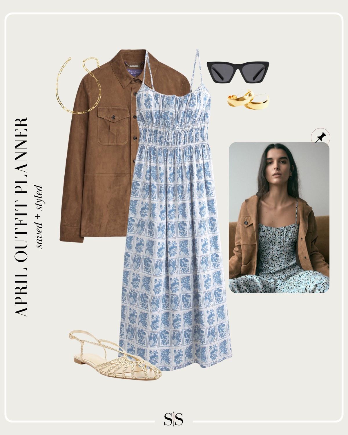 Monthly outfit planner APRIL: Spring transitional looks, saved + styled outfit inspo | floral maxi dress, suede leather jacket, gladiator flat sandals 

#springoutfit #casualchic

Image credit: Madewell


#LTKStyleTip