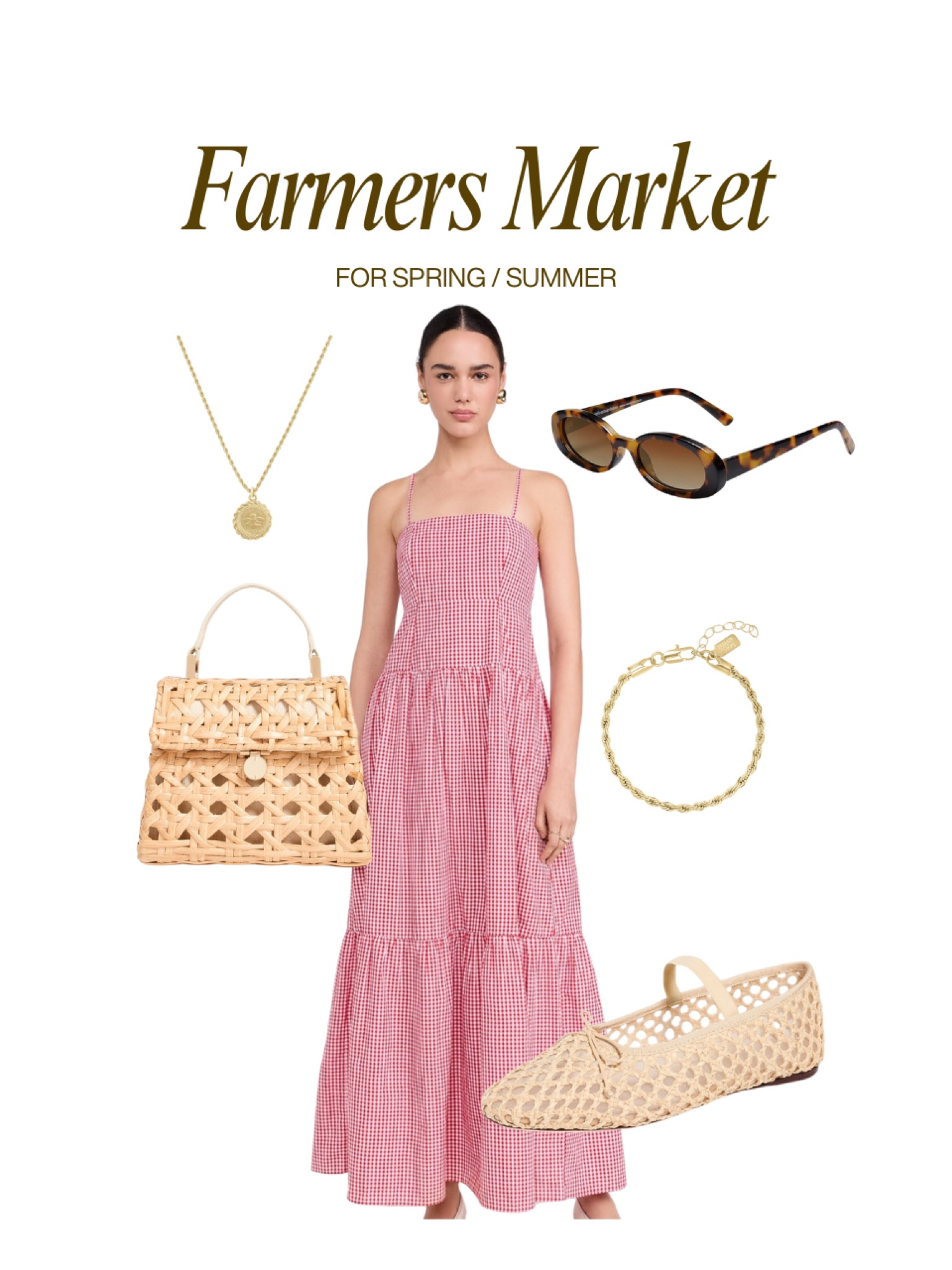 farmers market outfit idea 🍓 summer dress, spring dress, Easter outfit, maxi dress, ballet flats, crochet bag, jewelry, sunglasses 

#LTKSpringSale #LTKSeasonal #LTKFindsUnder100