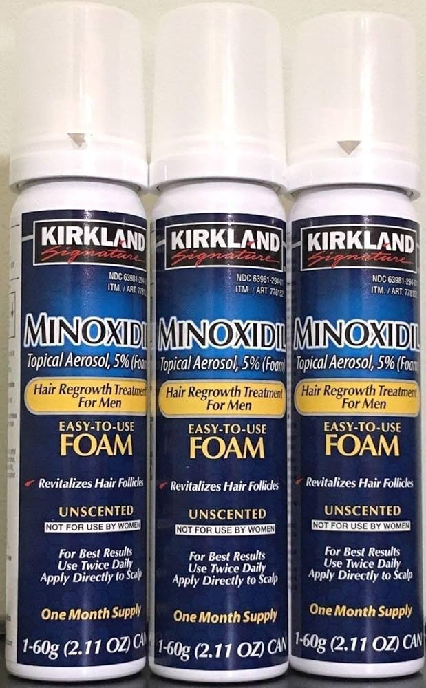 NEW - Kirkland Minoxidil for MEN Hair Growth Treatment Unscented 3 Month Supply Topical Aerosol 5... | Amazon (US)