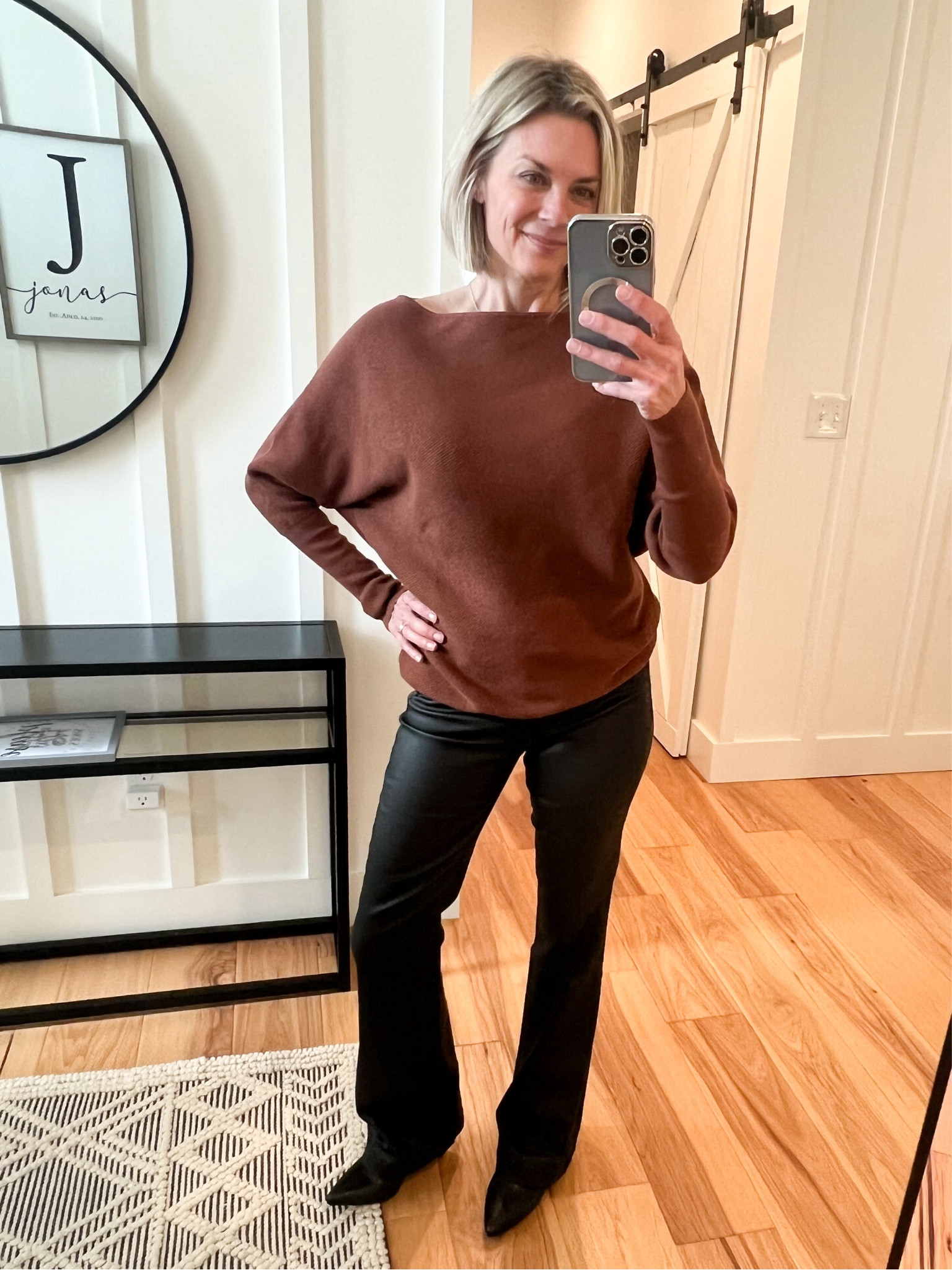 This sweater is exactly as it looks on the product page! It’s so good, warm for colder months. Wearing small. Wearing coated jeans that fit like a glove. My usual size. 

#LTKOver40 #LTKWorkwear #LTKFindsUnder50
